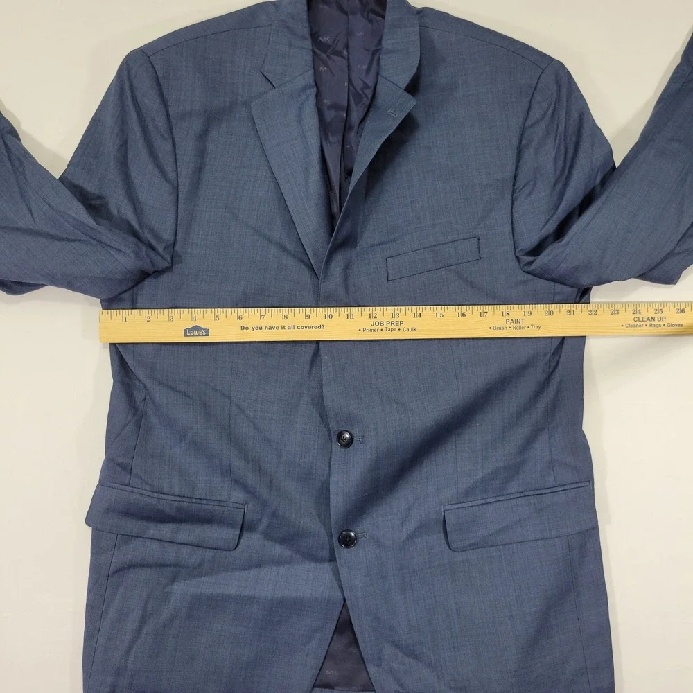 Michael Kors Mens Sport Coat Blazer Two Button Navy Sharkskin Wool Blend 44L NEW